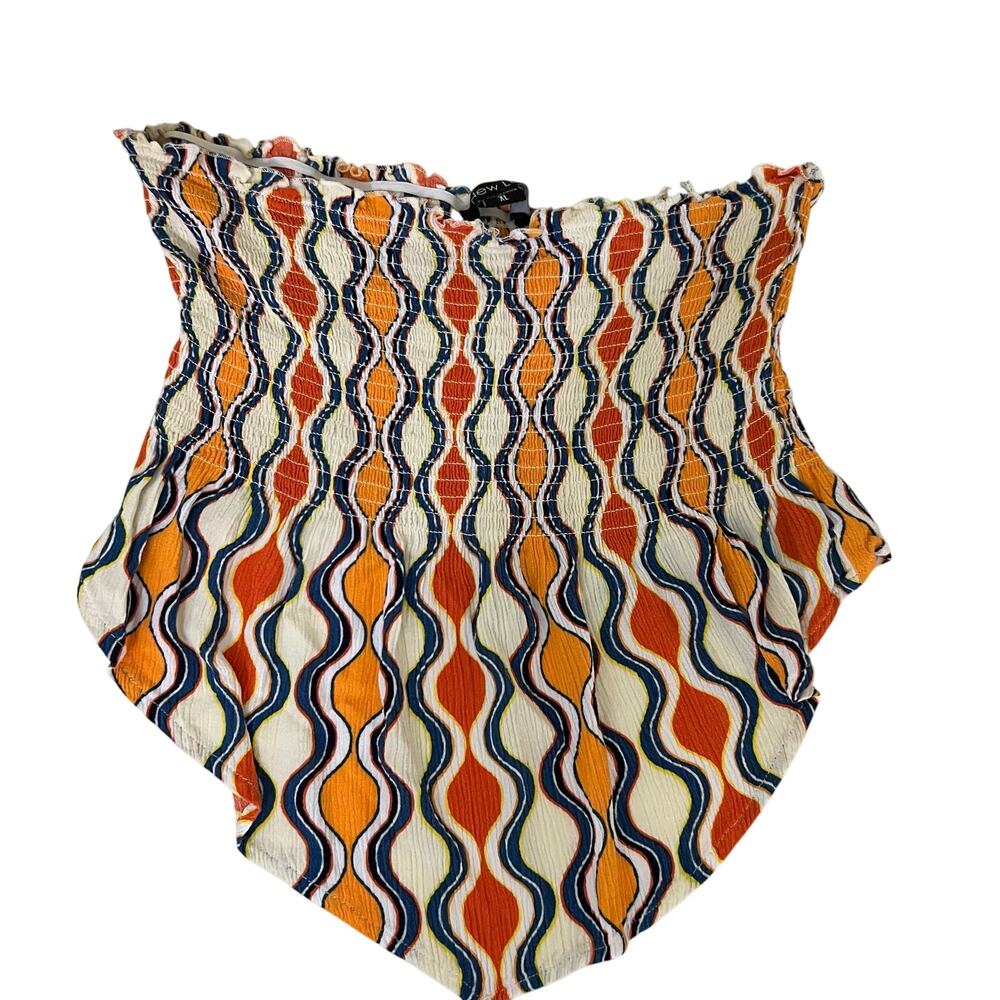 New Look Cropped Tube Top Shirt Women's XL Aztec Modern Pattern